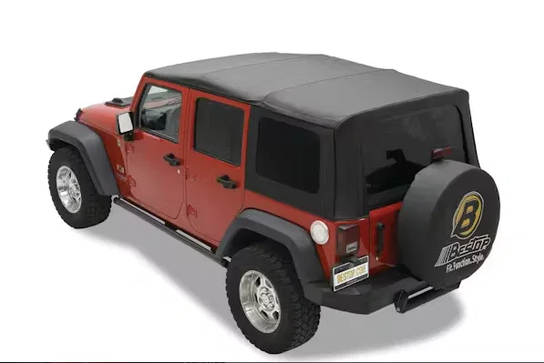 79147-35 – BESTOP Soft Top, Black Diamond Multi Ply Fabric Without Doors With Tinted Vinyl Side and Rear Windows With...